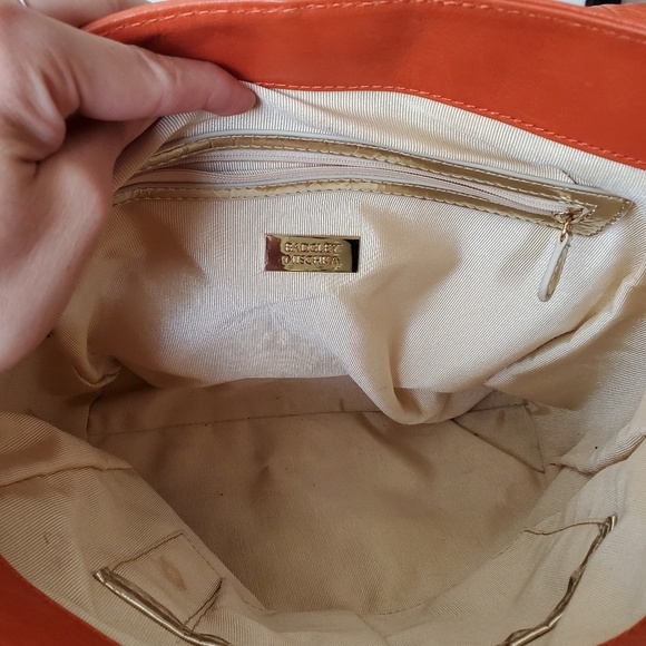🦄  🎉HP🎉Orange Leather Badgley Mischka Satchel Bag - Picture 7 of 7
